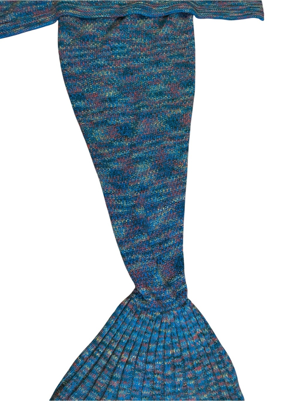 Mermaid Tail Blanket Blue Multicolor Cozy Knit Fish Tail Throw - Picture 7 of 11